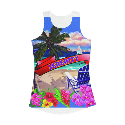 Serenity Beach Banner Design Women Performance Tank Top