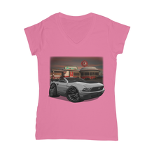 Convertible Mustang Gas Station 2 Classic Women's V-Neck T-Shirt