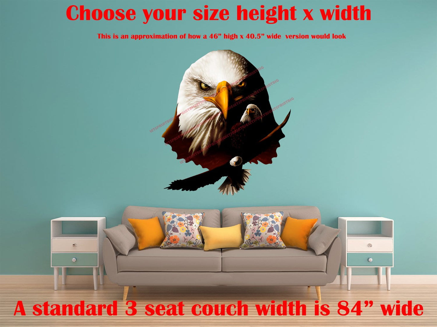 American Bald Eagle Head Combo Wall Art Wall Decal Indoors Outdoors Large