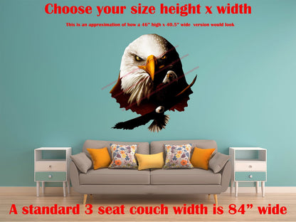 American Bald Eagle Head Combo Wall Art Wall Decal Indoors Outdoors Large
