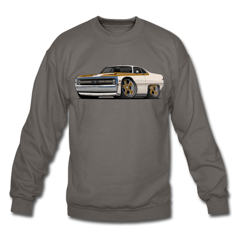 1970 Chrysler 300 Hurst Car Art Crewneck Sweatshirt - asphalt gray