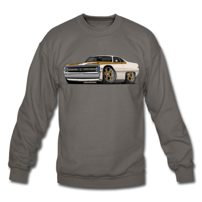 1970 Chrysler 300 Hurst Car Art Crewneck Sweatshirt - asphalt gray