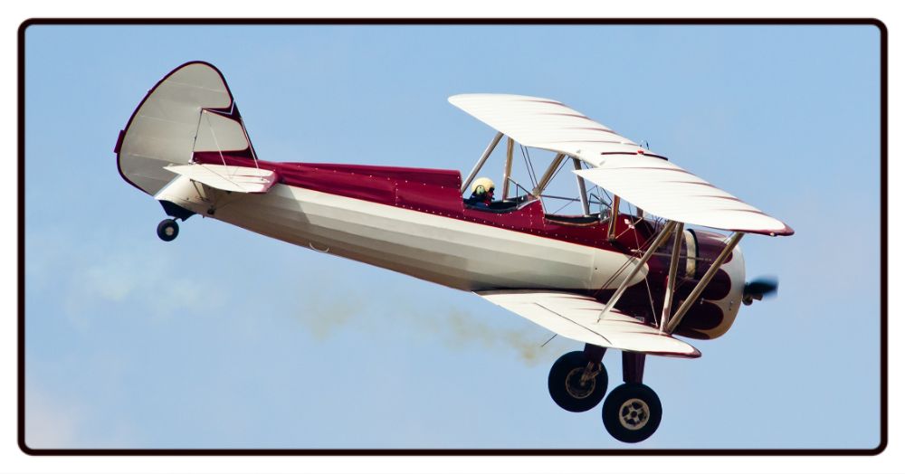 Red and White Stearman Biplane Desk Mat