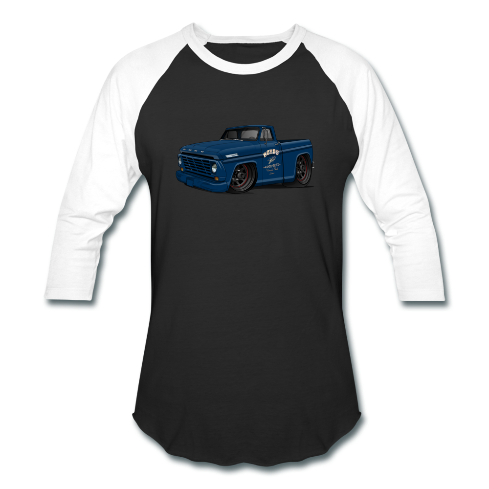 1967 Blue Ford F-100 Baseball T-Shirt - black/white