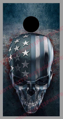 3D Skull Cornhole Wrap American Flag Board Decal Sticker