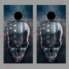 3D Skull Cornhole Wrap American Flag Board Decal Sticker