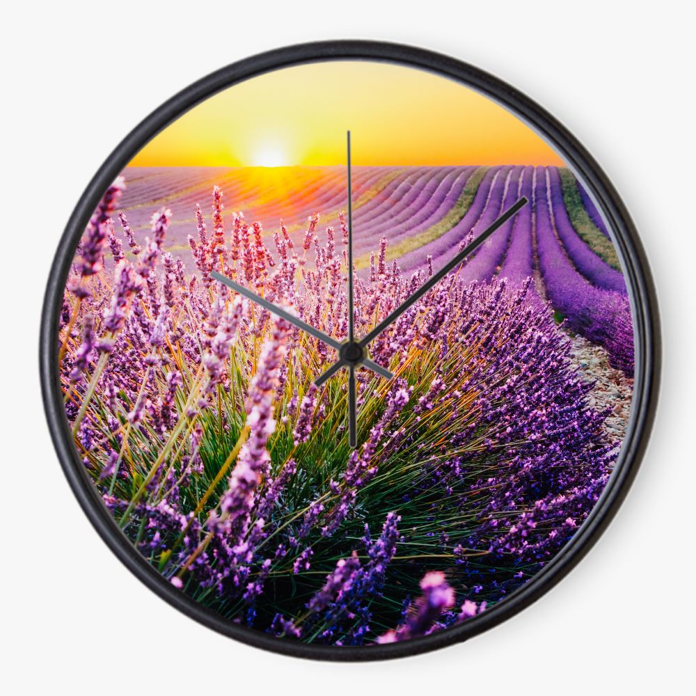 Lavender Field Sunset 10 inch wall clock