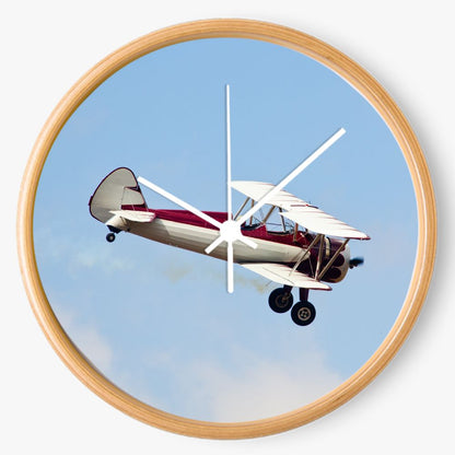 Red and White Stearman Biplane 10 inch wall clock