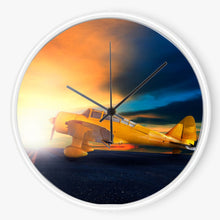 Road Biplane Sunset 10 inch wall clock