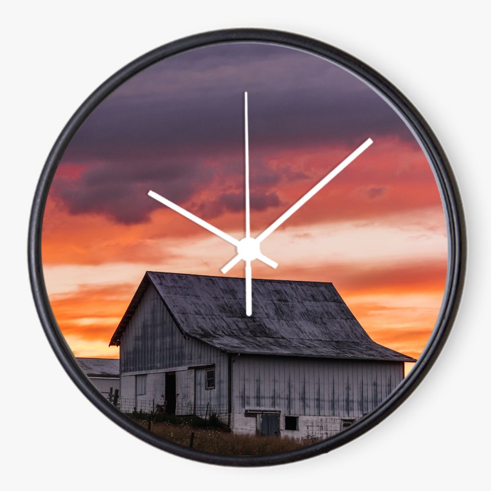 Barn Sunset 10 inch wall clock