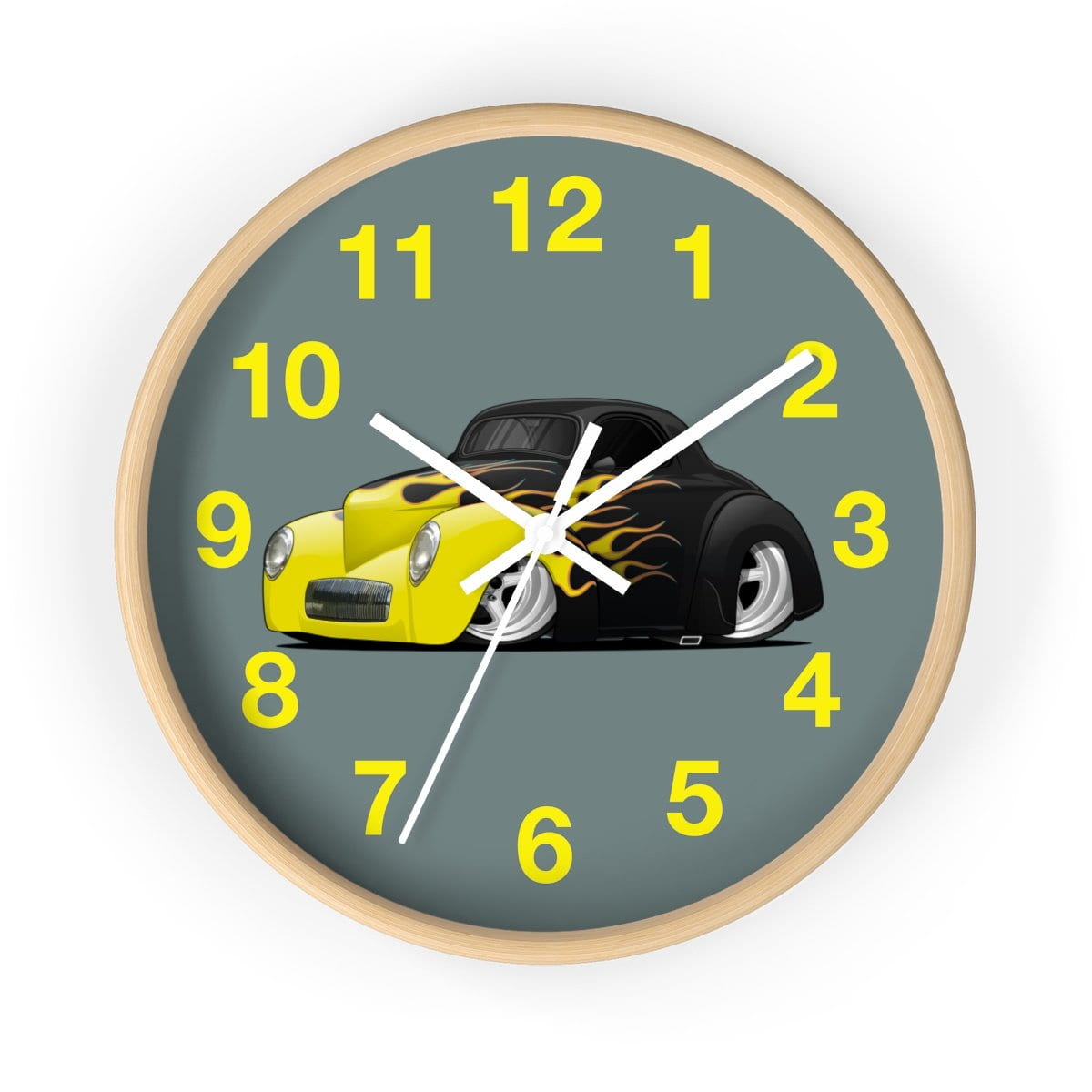 Yellow Flames Coupe Wall clock