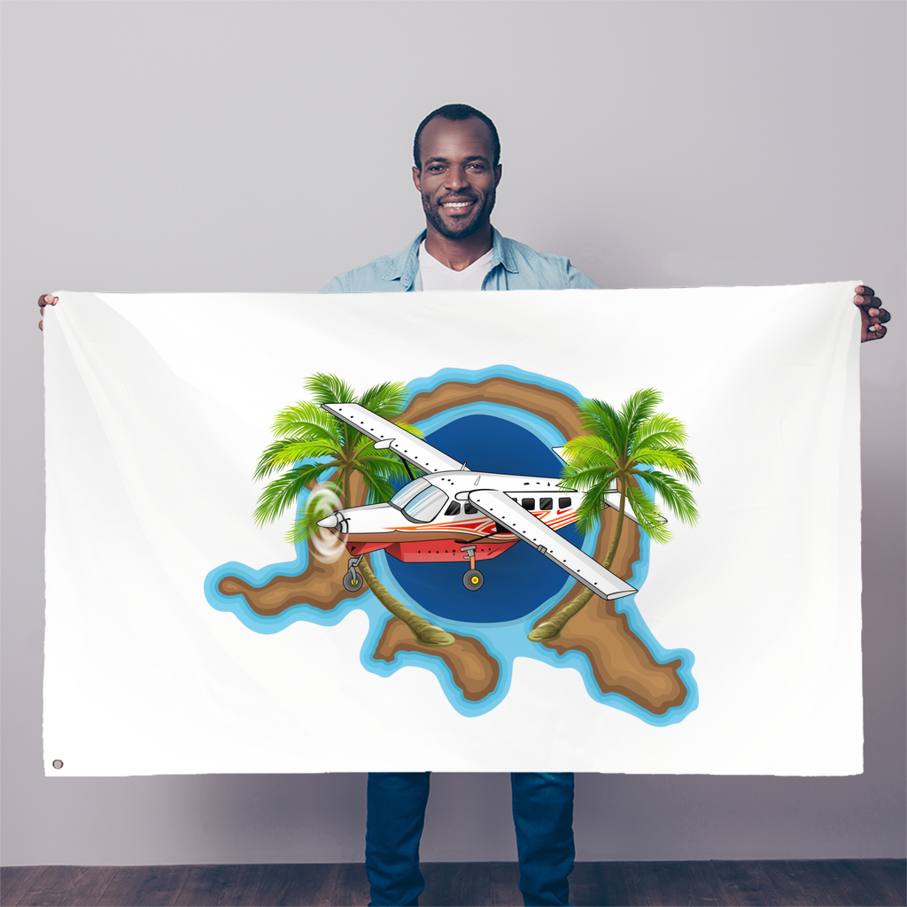 Cessna Caravan Drawing Art Sublimation Flag