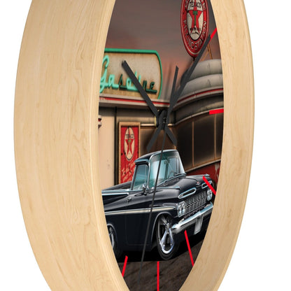 1959 El Camino Old Gas Station 2 Wall clock