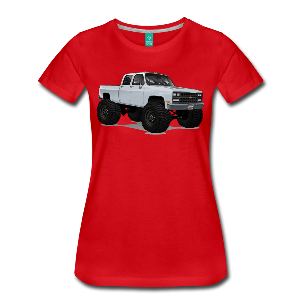 White Chevrolet 4x4 Crew Cab Pickup Truck Women’s Premium T-Shirt - red