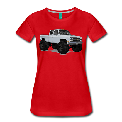 White Chevrolet 4x4 Crew Cab Pickup Truck Women’s Premium T-Shirt - red