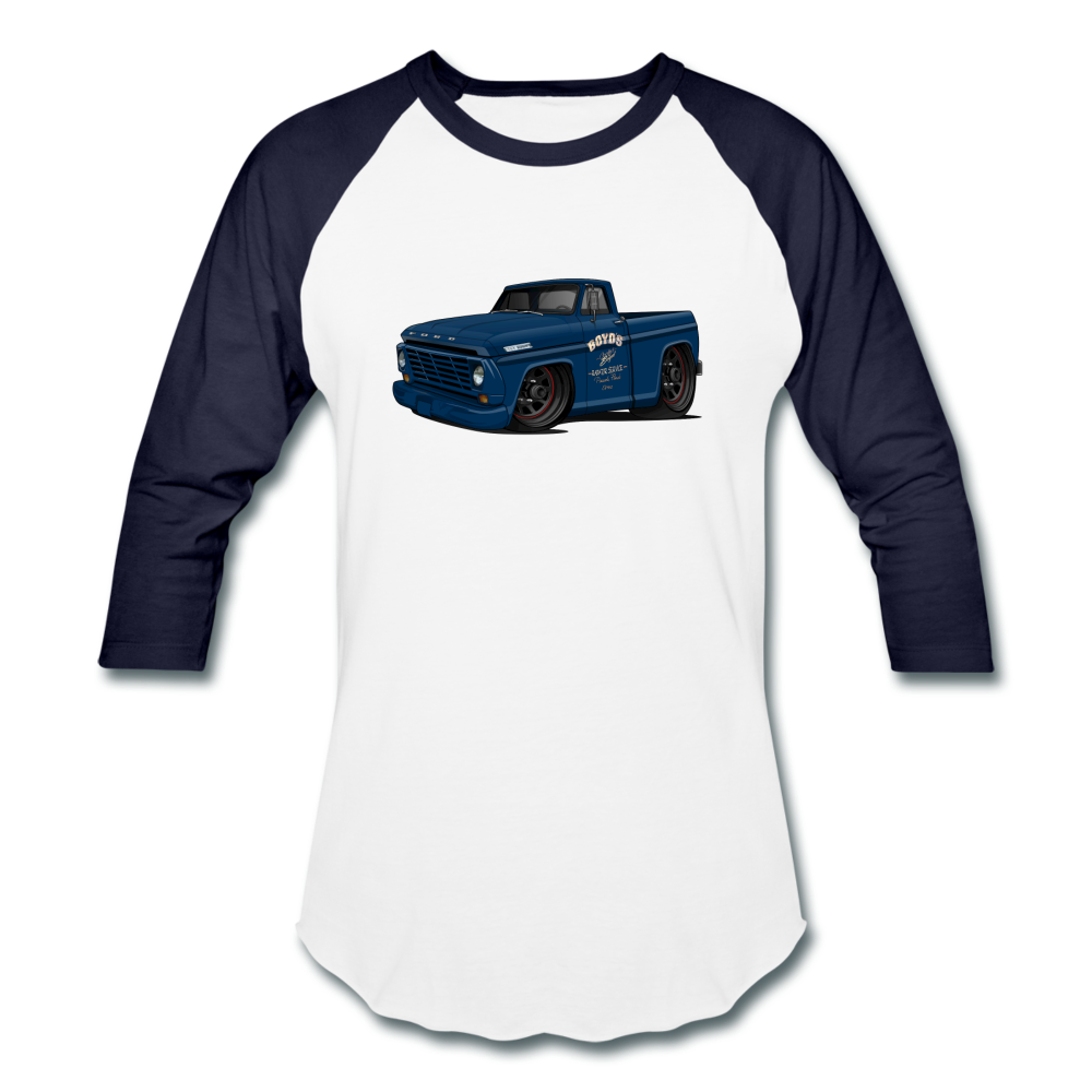 1967 Blue Ford F-100 Baseball T-Shirt - white/navy