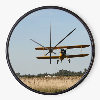 Stearman Biplane Over a Field 10 inch wall clock