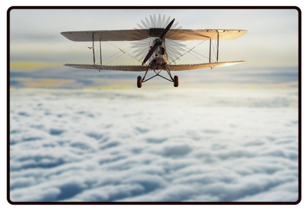 Over the Clouds Biplane Desk Mat