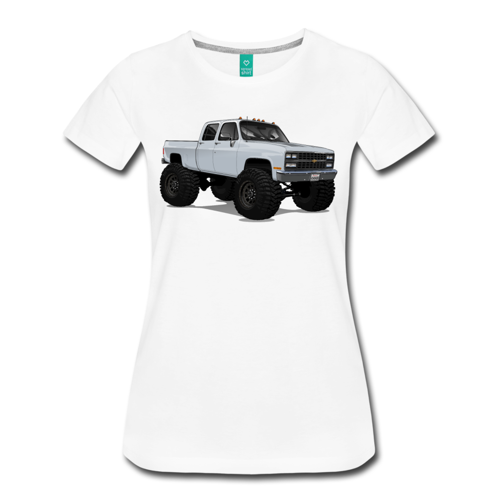 White Chevrolet 4x4 Crew Cab Pickup Truck Women’s Premium T-Shirt - white