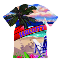 Serenity Beach Banner Design Premium Sublimation Adult T-Shirt