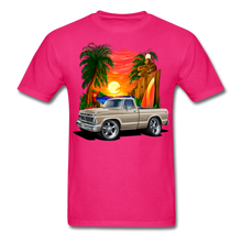 1974 Ford F100 Pickup Truck Beach Car Art Men's T-Shirt - fuchsia