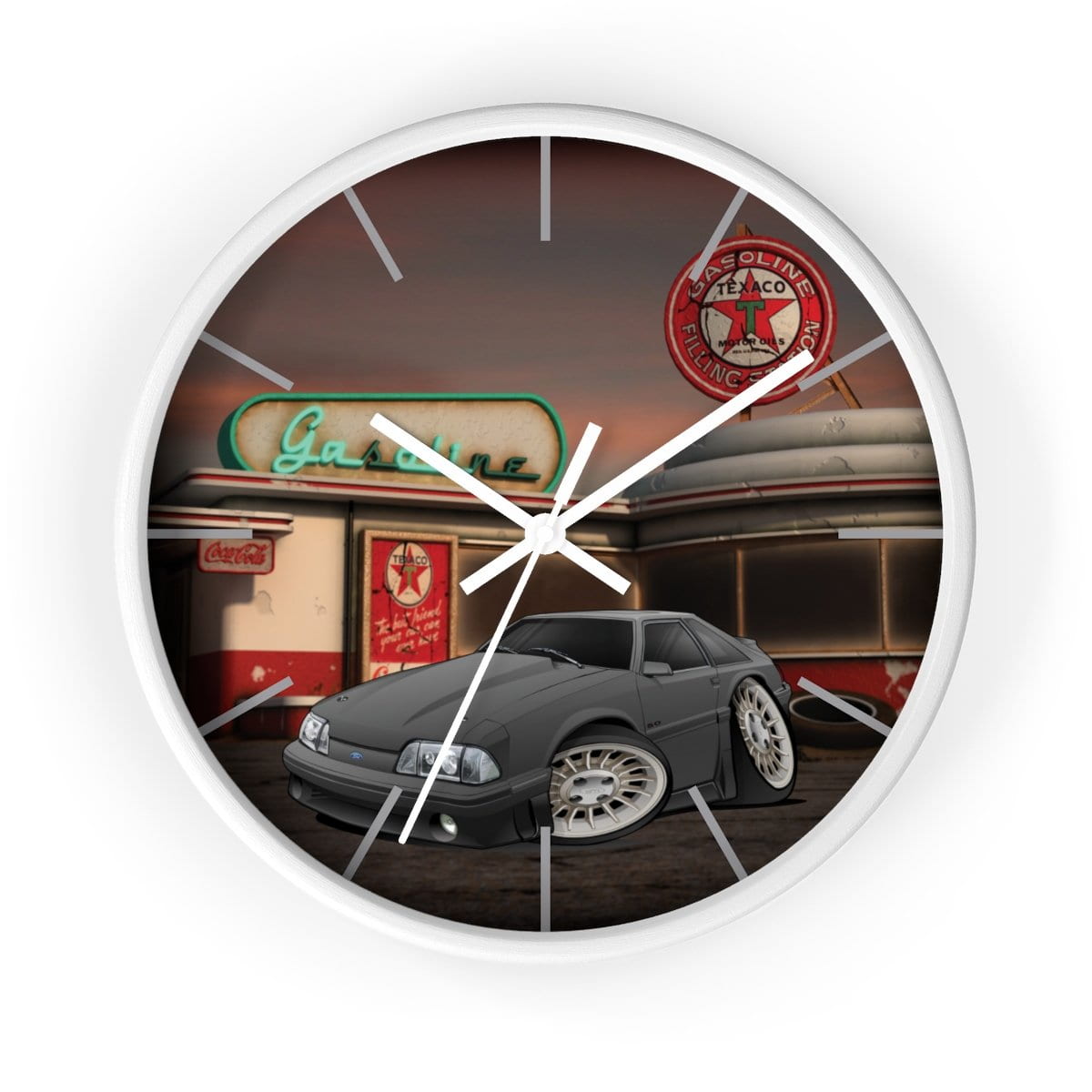 Fox Body Mustang Gas Station Wall clock