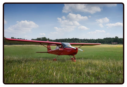 Red Plane on the Grass Desk Mat
