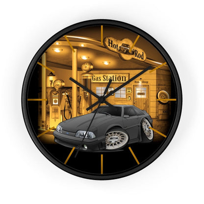 Fox Body Mustang Gas Station 3 Wall clock