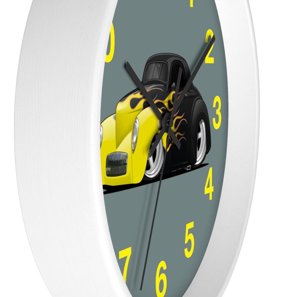 Yellow Flames Coupe Wall clock