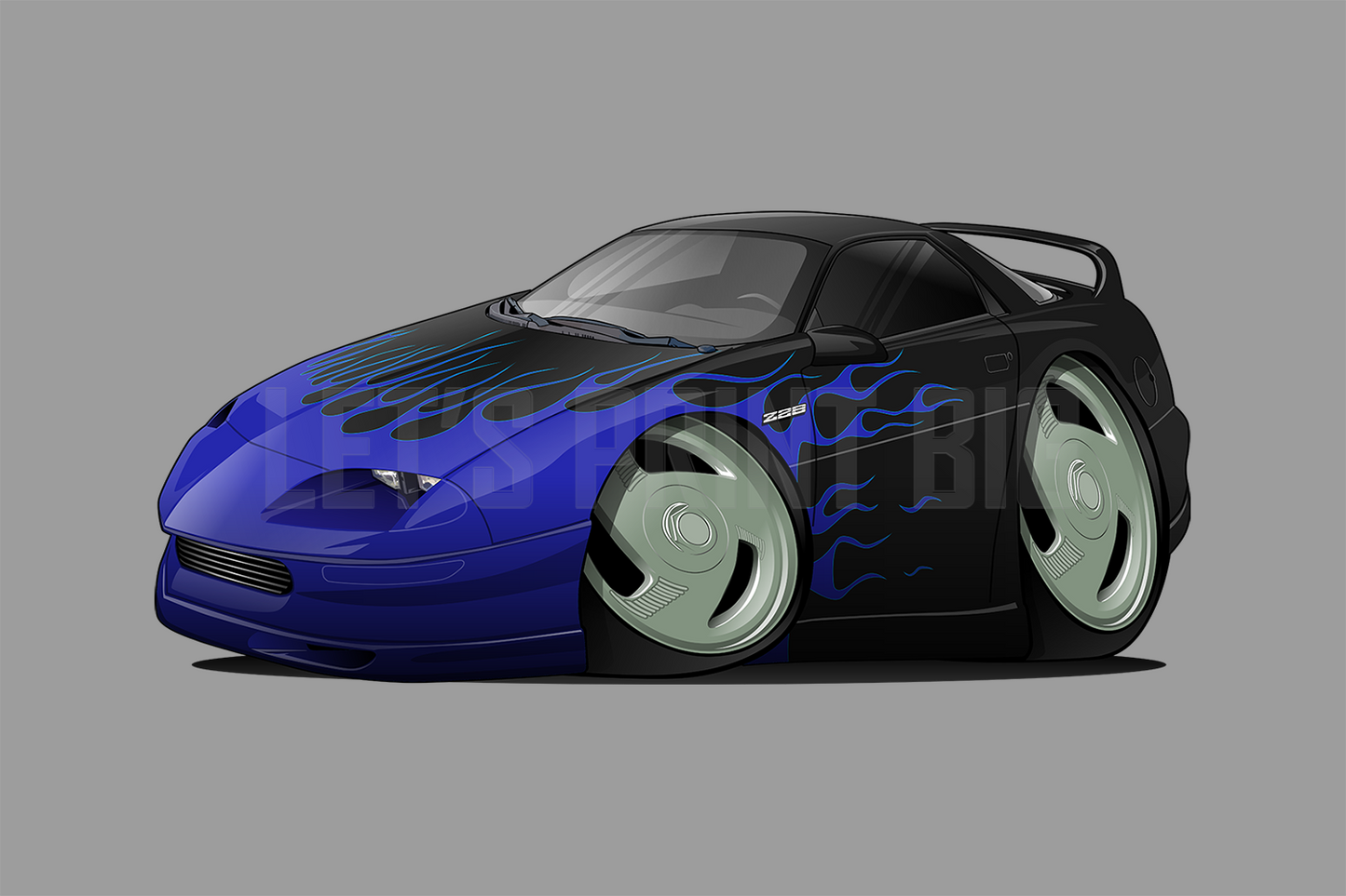 Car Art 4th Generation Camaro Flames Hot Rod Cartoon Wall Decal