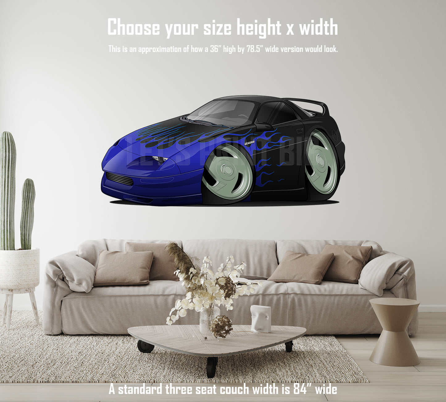 Car Art 4th Generation Camaro Flames Hot Rod Cartoon Wall Decal