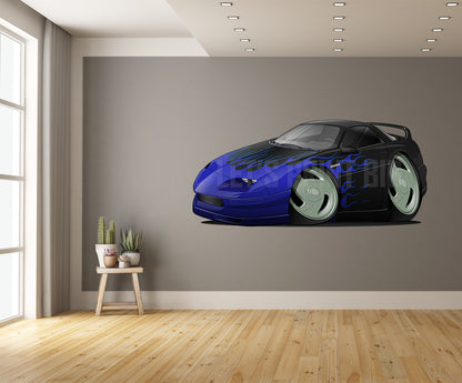 Car Art 4th Generation Camaro Flames Hot Rod Cartoon Wall Decal