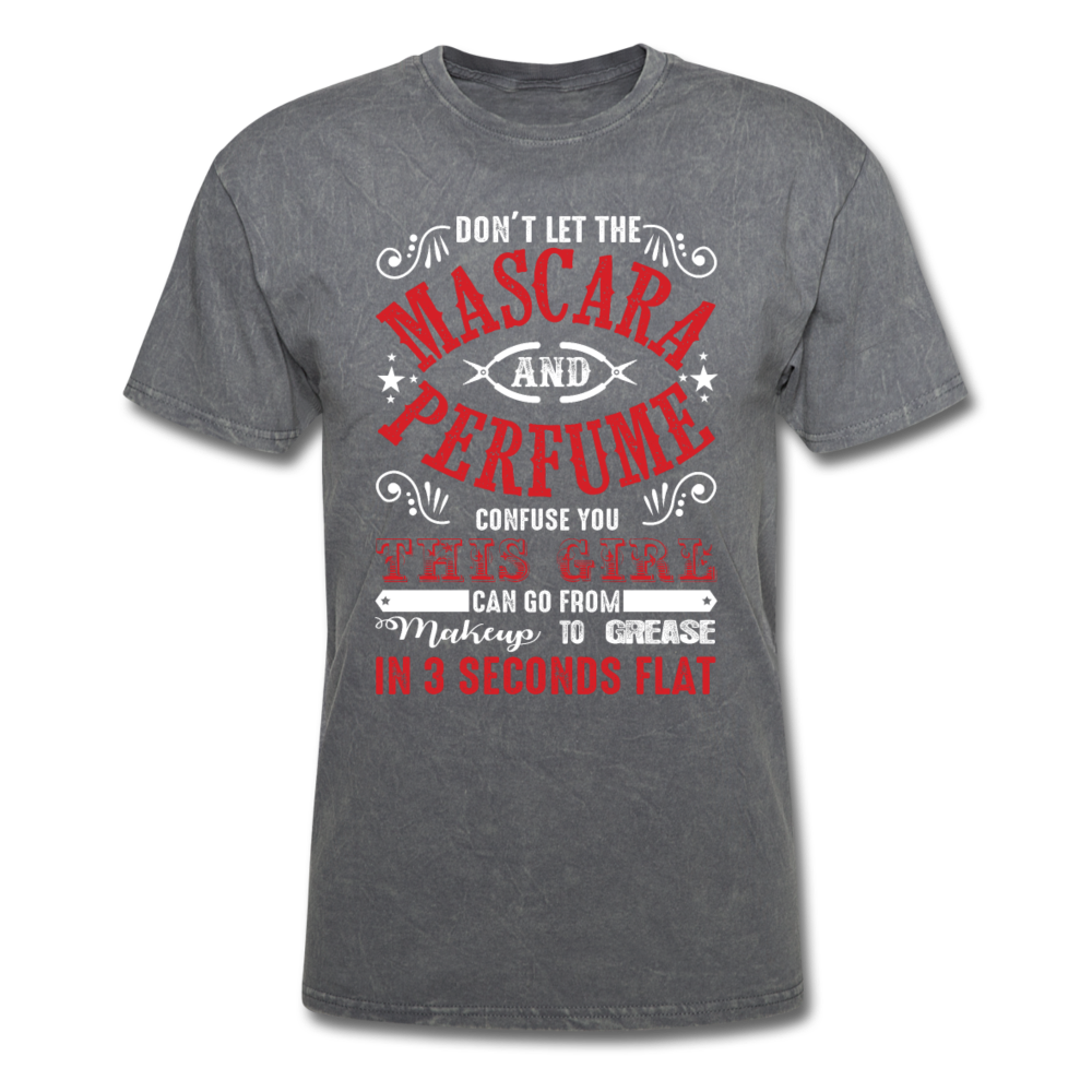Mascara to Grease Girl Mechanic Men's T-Shirt - mineral charcoal gray
