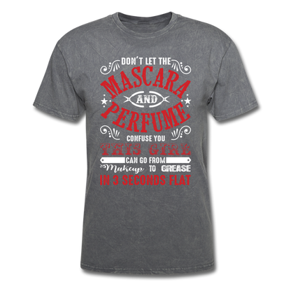 Mascara to Grease Girl Mechanic Men's T-Shirt - mineral charcoal gray