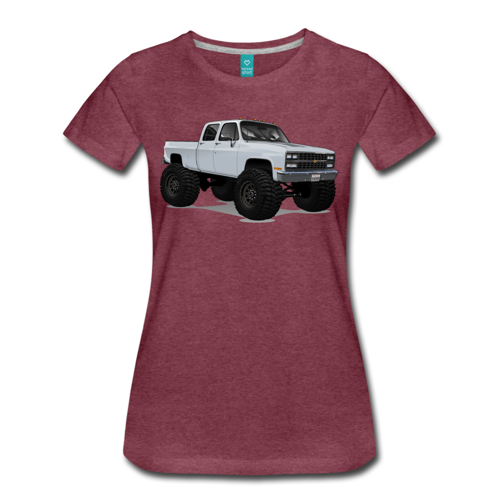 White Chevrolet 4x4 Crew Cab Pickup Truck Women’s Premium T-Shirt - heather burgundy