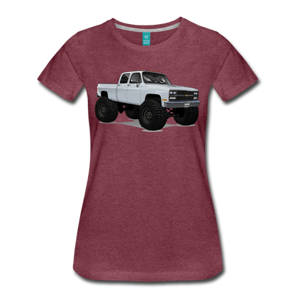 White Chevrolet 4x4 Crew Cab Pickup Truck Women’s Premium T-Shirt - heather burgundy