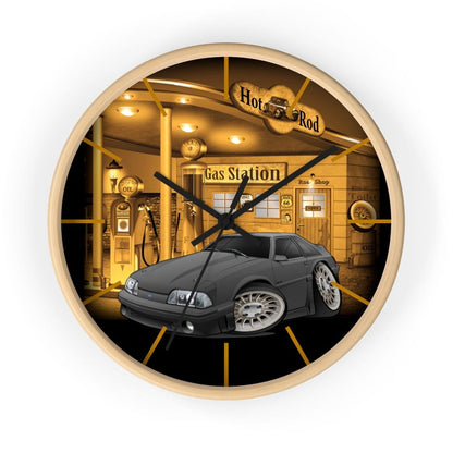 Fox Body Mustang Gas Station 3 Wall clock