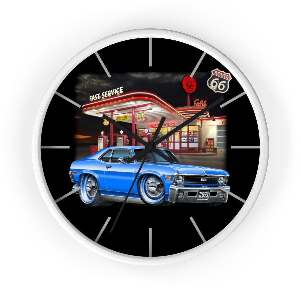 1971 Chevy Nova Vintage Gas Wall clock