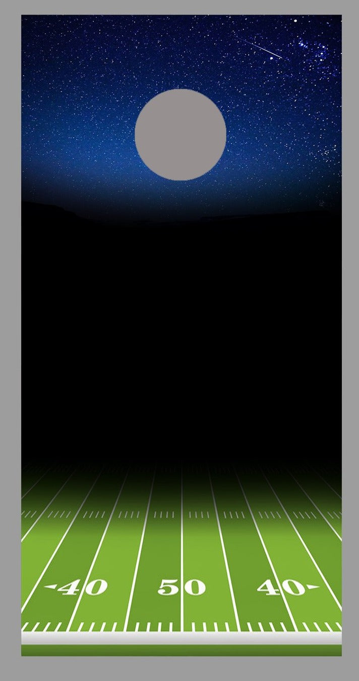 50 Yard Line Night Sky Football Field Corn hole Wraps Decals