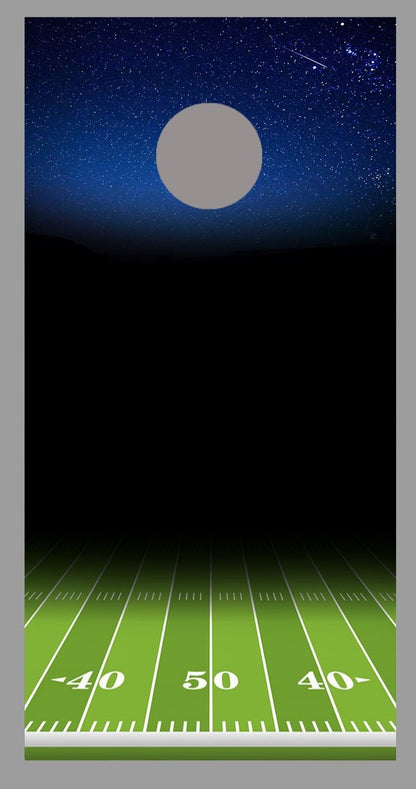 50 Yard Line Night Sky Football Field Corn hole Wraps Decals