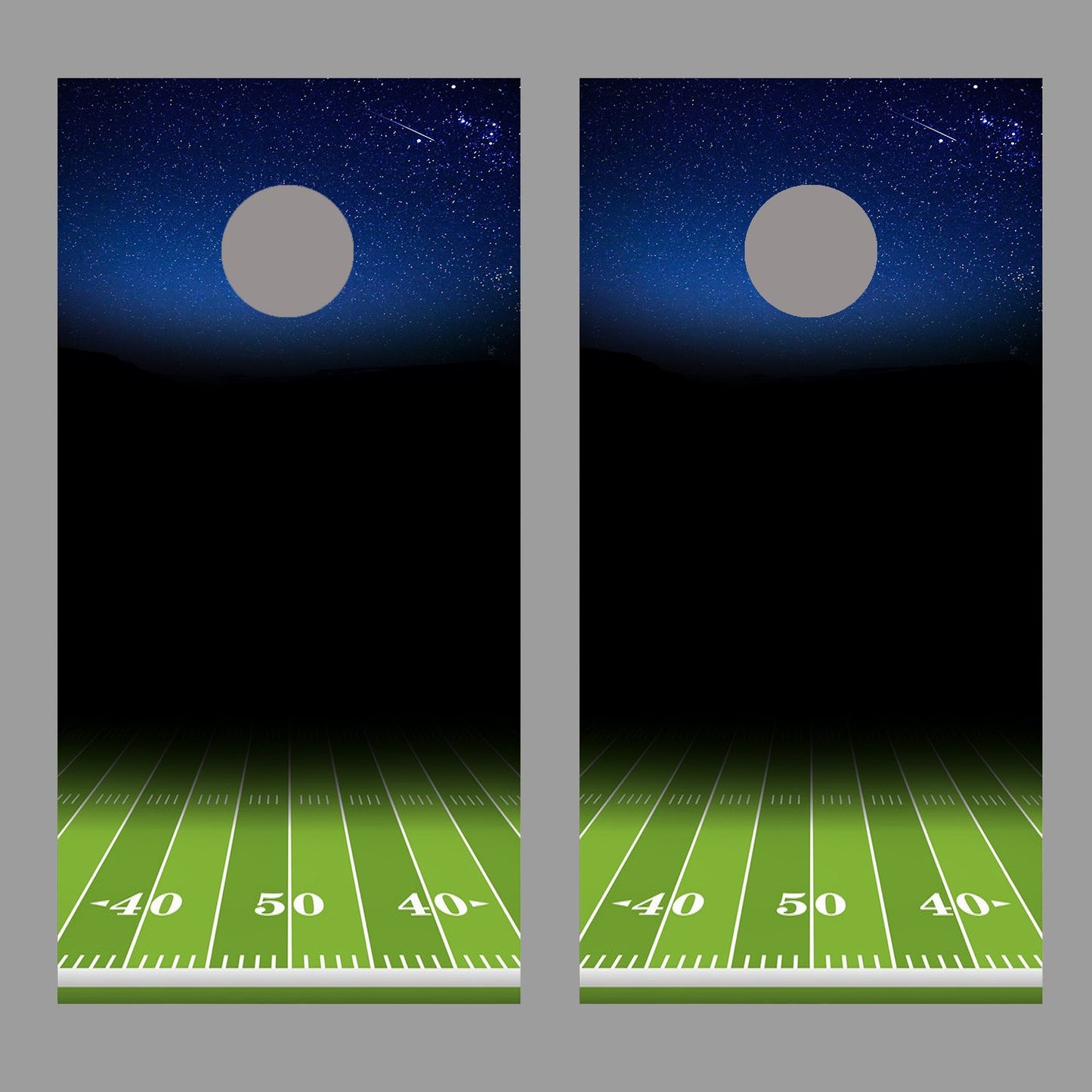 50 Yard Line Night Sky Football Field Corn hole Wraps Decals