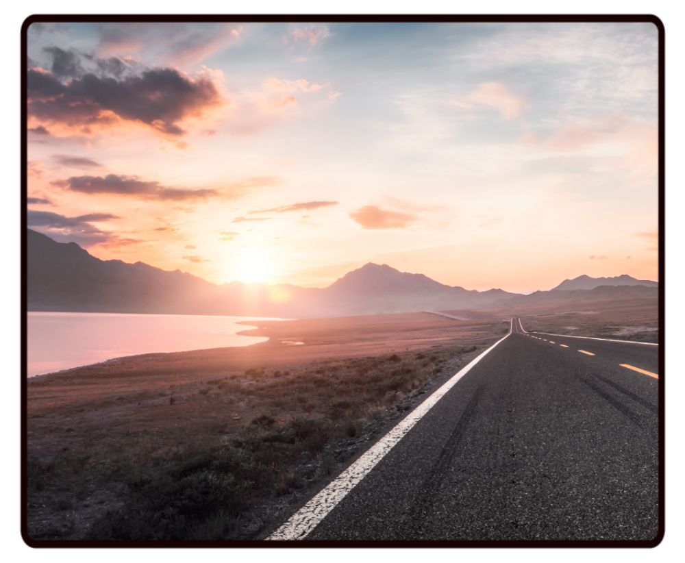 Lake and Road Sunset Desk Mat