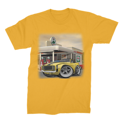 1st Generation Camaro Yellow Gas Station 2 Premium Jersey Men's T-Shirt