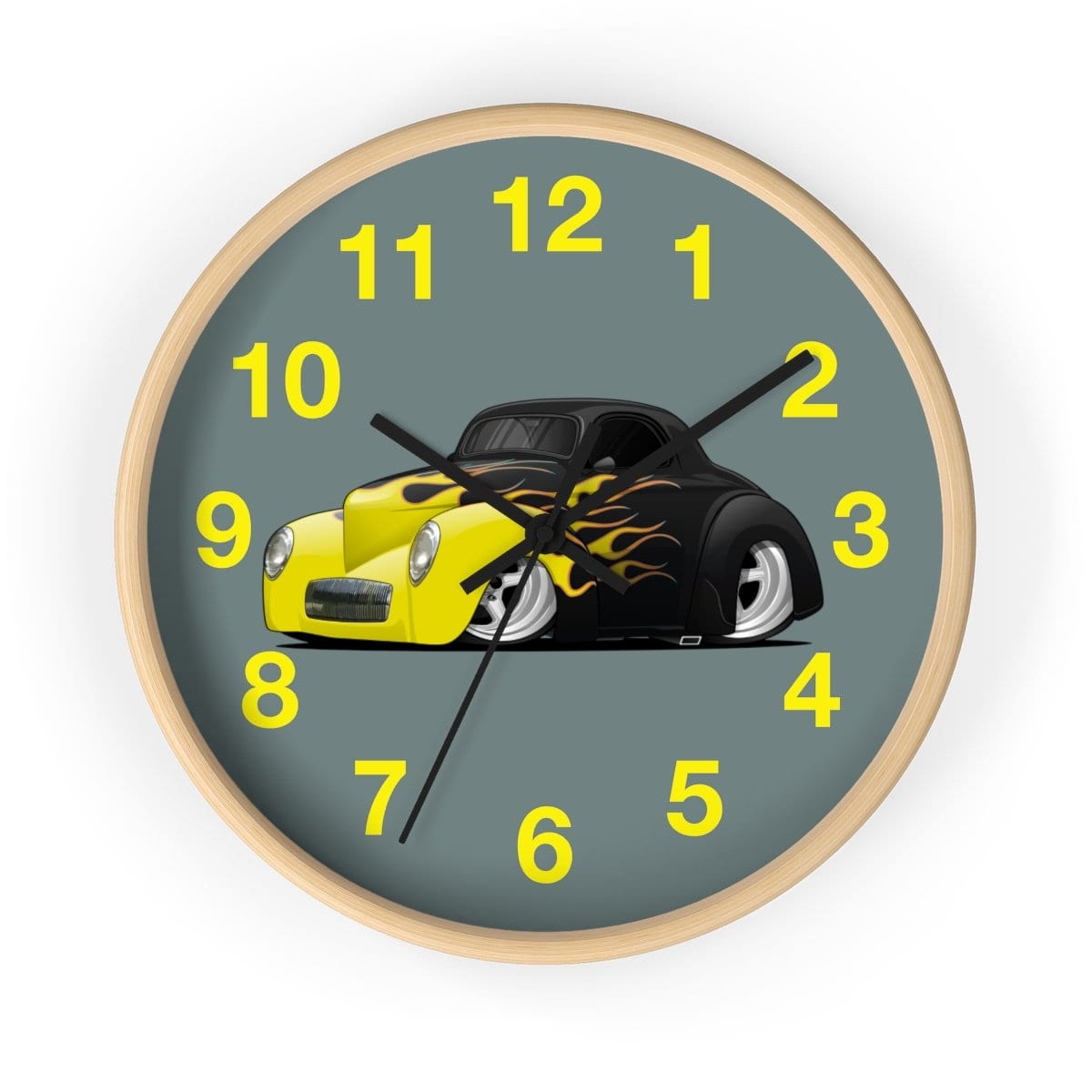 Yellow Flames Coupe Wall clock
