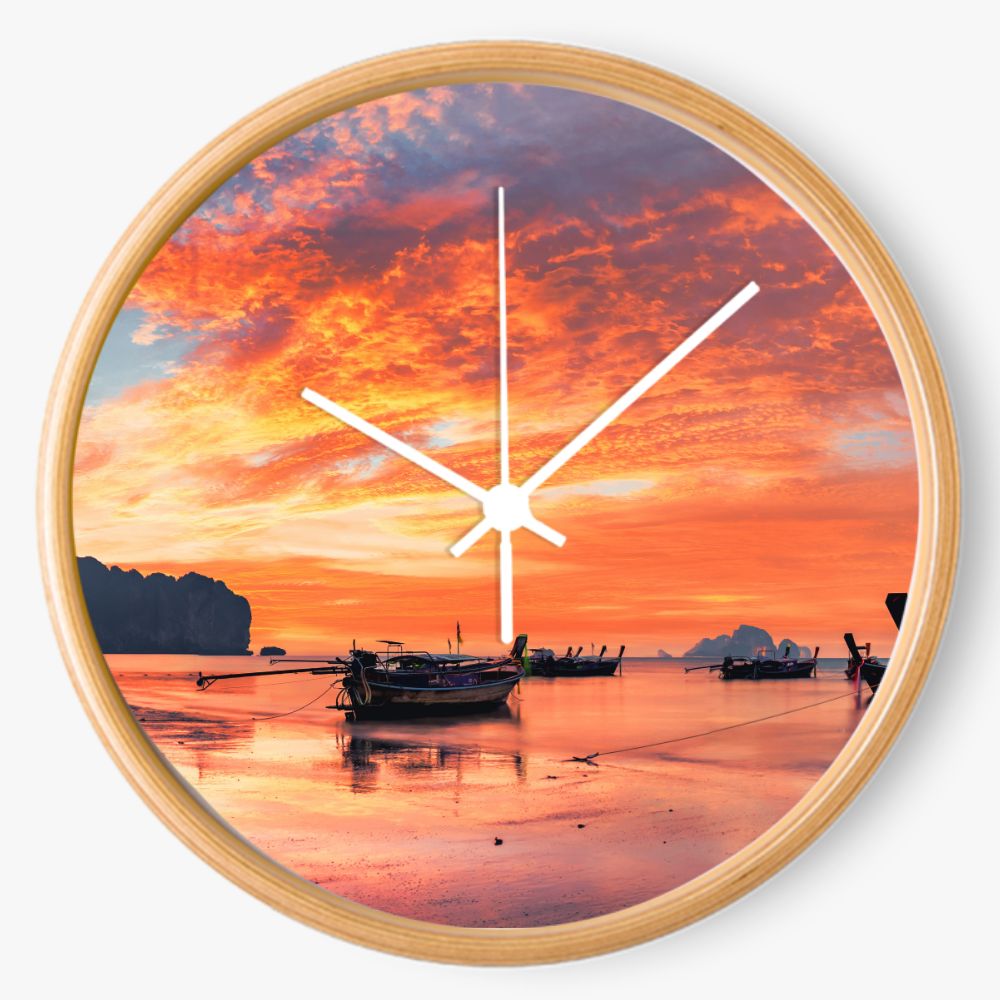 Boat Sunset 10 inch wall clock