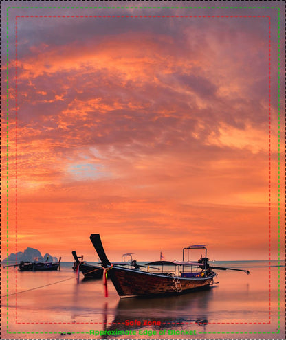 Boat Sunset Blanket