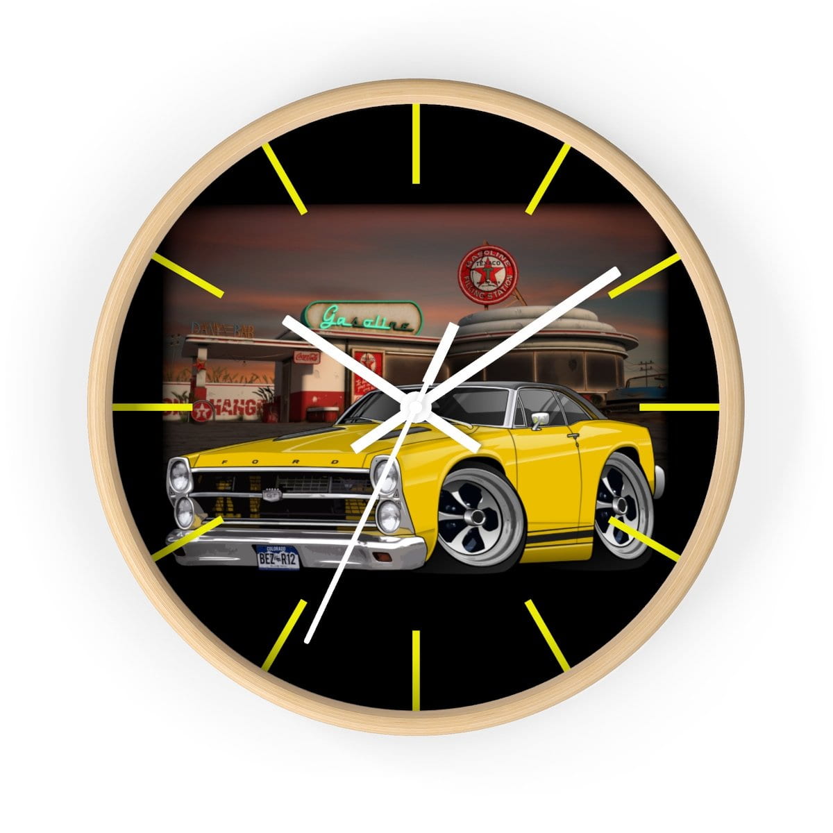 1967 Fairlane Gas Station Route 66 Wall clock
