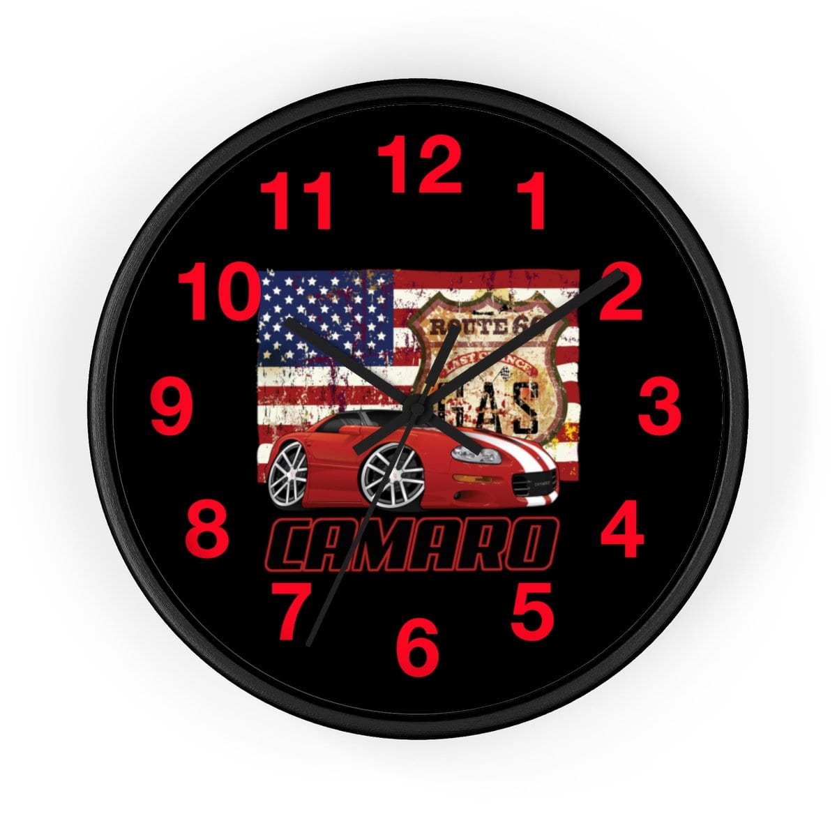 4th Generation Camaro Route 66 American Flag Wall clock