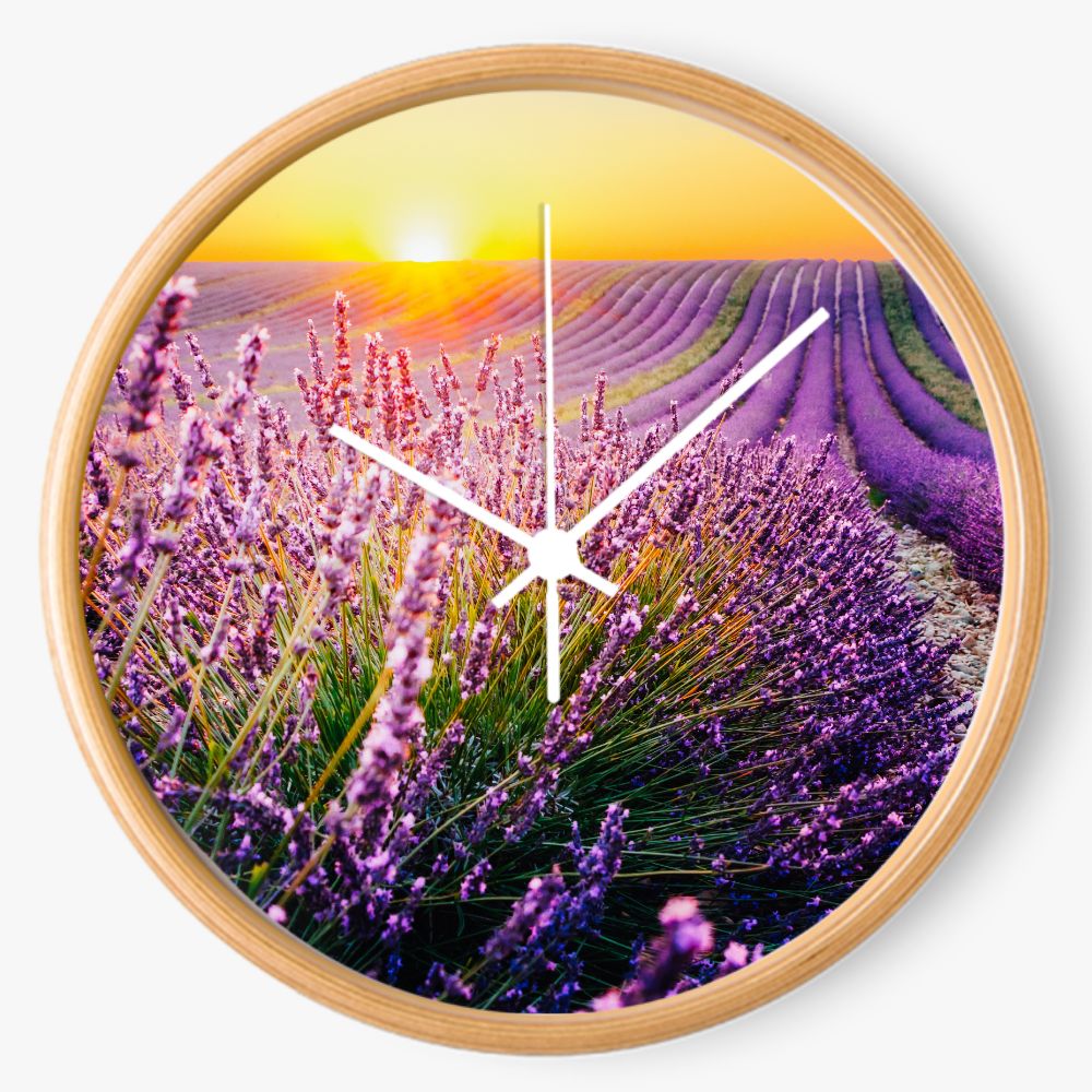 Lavender Field Sunset 10 inch wall clock