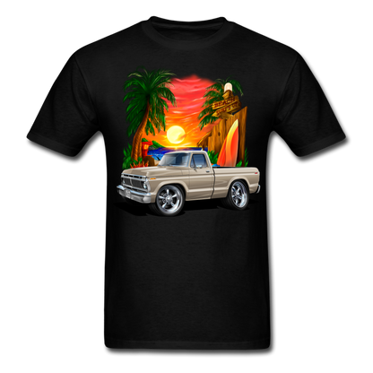 1974 Ford F100 Pickup Truck Beach Car Art Men's T-Shirt - black